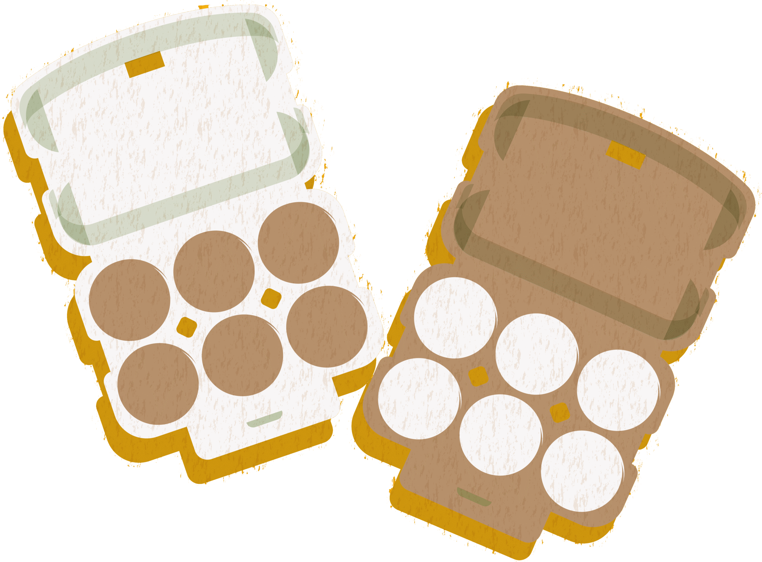 White and brown egg trays